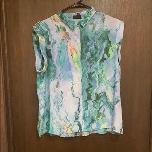 *4/20* Mossimo watercolor marbled green and blue blouse